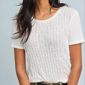 Anthropologie White Pointelle Tee - Size Small